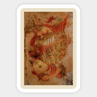Japanese Koi and Lotus Blossoms Sticker